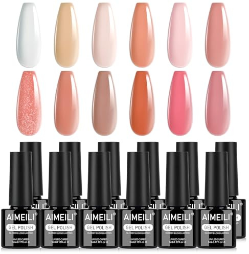 AIMEILI Gel nagellack set 12 st, grymhetsfri, vegan, blötlägg av UV LED gelnagellack nagelkonst manikyrsalong gör-det-själv för kvinnor – kit 30