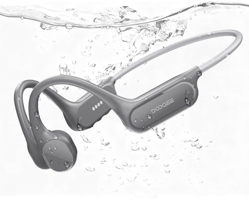 DOOGEE Knochenschall Kopfhörer, IP68 Kopfhörer Schwimmen, 10H Sport Lauf Drahtlos Bluetooth 5.4 Open-Ear Kopfhörer mit 32GB MP3 Doppelmodus für Radfahren, Unterwasserschwimmen, Fitness