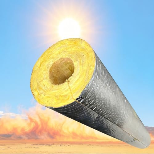 Fundas de Aislamiento Térmico para Tuberias Exteriores, Ignífugo Tubo de Lana de Roca con Aluminio, Fuerte Adhesión, rango de temperatura de -120 °C a 400 °C(76mm ID x 50mm Wall)