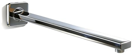 Braccio doccia quadrato da 40 cm, in ottone, per soffione doccia a pioggia, montaggio a parete, 40 cm, cromato