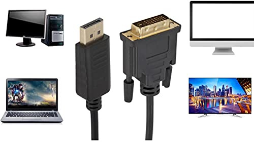 Yinhing Câble Adaptateur DisplayPort Mâle vers DVI Mâle de 1,8 M Convertisseur Haute Définition 1080P vers DVI Prend en Charge DisplayPort .1a pour Moniteurs et Projecteurs Idéal pour les Jeux et le