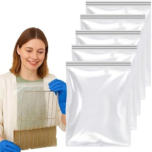 Lot de 5 sacs de nettoyage réutilisables et étanches pour le nettoyage de différentes tailles de grilles de four, 70 x 50 cm