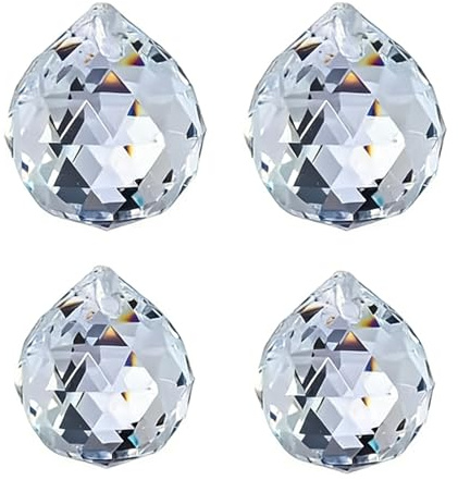 4 stycken kristallsolfångare, 30 mm och 40 mm regnbågskristallprismakula, facetterad hängande solfångare, dekoration, klar solfångare för hem, trädgård, ljuskrona, julgran