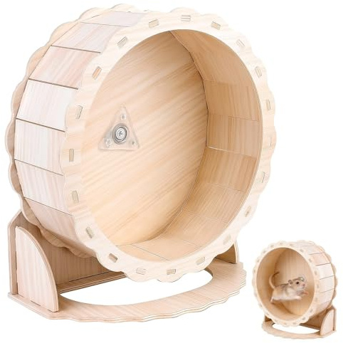 HhBdy Roue Hamster Roue Hamster Silencieuse 23 CM Bois, avec Surface de Course Fermée en Liège Roulement à Billes Exercice Sûr pour Hamsters Gerbilles Souris de Compagnie