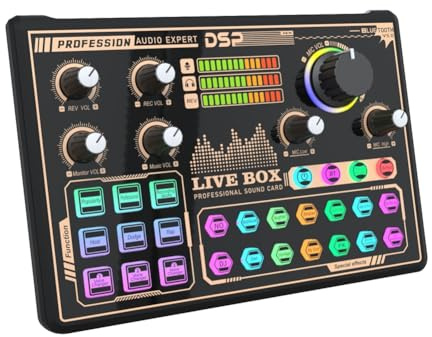 Generchin Table de Mixage Sonore avec Changeur de Voix et Réduction de Bruit pour Streaming en Direct, Chant et Jeux sur Téléphone.