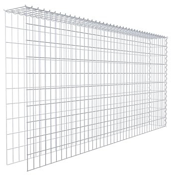 Panier de pierre gabion carré, Largeur de maille 5 x 10 cm, profondeur : 20 cm, la culture Panier type 4, spirale Fermeture, galvanisé 200 x 100 x 20 cm