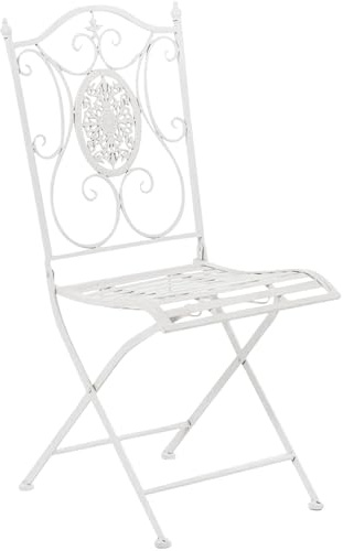 CLP Gartenstuhl Sibell im Landhausstil, aus Metall mit klappbarem Design, ideal für Terrasse oder Balkon, in 6 Farben erhältlich | Farbe weiß