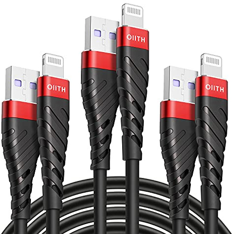 OIITH 3M 3-Pack Extra Long Lightning Cable, Durable 2.4A Fast iPhone USB Charging Cable for iPhone12/11/XS/Max/XR/X/8/7