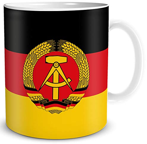 TRIOSK Tasse Flagge DDR Länder Flaggen Geschenk Souvenir Deutsche Demokratische Republik für Ost Nostalgiker Frauen Männer Arbeit Büro Kollegen