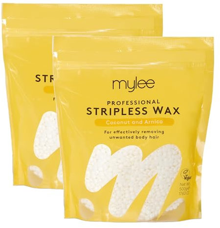 Mylee Professional Hard Wax Beads 1Kg, Stripless Depilatory Waxing Pellets Solid Film Beans No Strip Needed, Painless Gentle Hair Removal of Full Body, Face & Bikini Line (Coconut & Arnica)