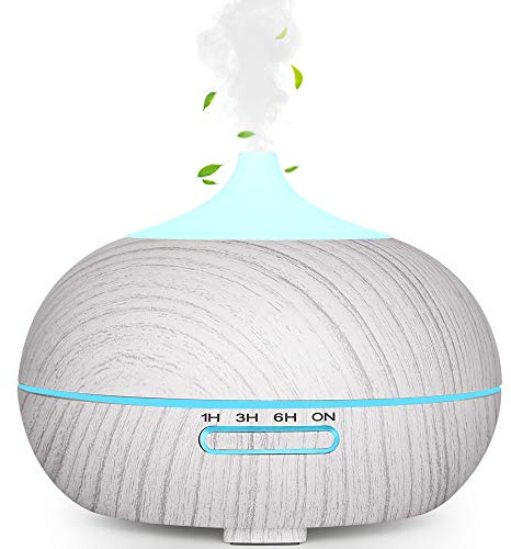 WD&CD 300-400 ML Essential Oil Diffusers Ultrasonic Aroma Diffuser Humidifier Cool Mist, Waterless Auto-off, Adjustable Mist Mode, 7 Color Changing Lights, 3 Timer Setting/Whisper Quiet (White)