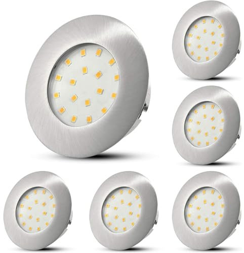 HiBay Juego de 6 Focos LED Empotrables 230V 5W Mini Spot Ultra Plano 60mm-68mm Módulo Redondo Luz de Techo Blanco Cálido 500LM para Baño Cocina Oficina Pasillo Habitación Húmeda