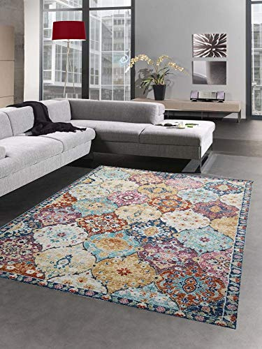 CARPETIA In- & Outdoor Teppich Vintage Ornamente Mehrfarbig 120x170 cm | Pflegeleicht, UV-beständig, formstabil und saugrobotergeeignet, OEKO-TEX geprüft, für Balkon, Küche & Wohnräume