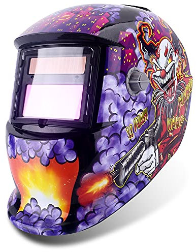 Welding Helmet Auto Darkening Protective Welder Helmet, Electric Welding Grinding Helmet with Head Band Full Protection for Face Head Neck, Adjustable Arc TIG MIG Welding Helmet Large Lens Joker