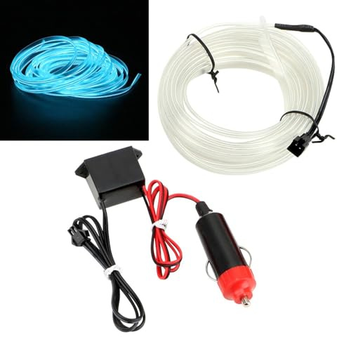 MiOYOOW El Wires Ljustråd 5 M/16 FT, DC 12 V vattentät neonremsa, bilinteriör, flexibel LED-inomhusbelysning för bil- och halloweendekorationer