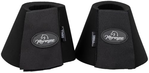 Marengos - Hufglocken Softopren (2er Set) | Springglocken mit großem Klettverschluss & Überschlagfixierung | ideal als Weidehufglocke | stoßdämpfender Hufschutz für Pferde in Schwarz | Größe M