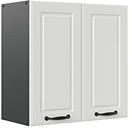 Vicco Hängeschrank R-Line, Weiß Landhaus, 60 cm | MDF-Front · 1 Einlegeboden · Tiefe – 31 cm · Metallgriffe · ✓ Praktischer Stauraum