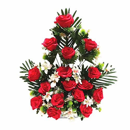 Centro de Flores Artificiales para Cementerio e Iglesia. Todos los Santos. (Rojo 4)