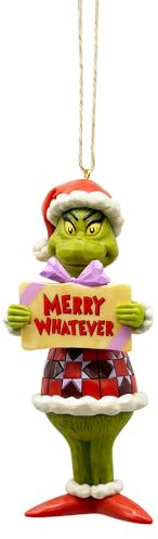 Enesco Hängeornament: Dr. Seuss The Grinch von Jim Shore Merry Whatever Schild zum Aufhängen, 12,7 cm, Mehrfarbig aus PVC-Material