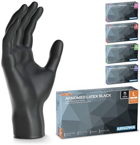 1000x ARNOMED® Einweghandschuhe puderfrei L, Latexhandschuhe Schwarz | Handschuhe Latex Einweg, Putzhandschuhe, Latex Handschuhe, Einmalhandschuhe / Einweg-Handschuhe in XS, S, M, L & XL
