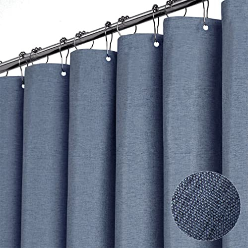 TURIM Premium Duschvorhang Leinen Stoff Textil 240x200cm Wasserdicht Anti-Schimmel für Badezimmer Hellblau 240x200cm