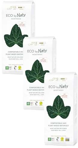 Eco by Naty Inkontinenzeinlagen für Damen Normal – Binden für die empfindliche Blase, Saugfähige und diskrete umweltfreundliche Damenbinden (12 Stück) (Packung mit 3)
