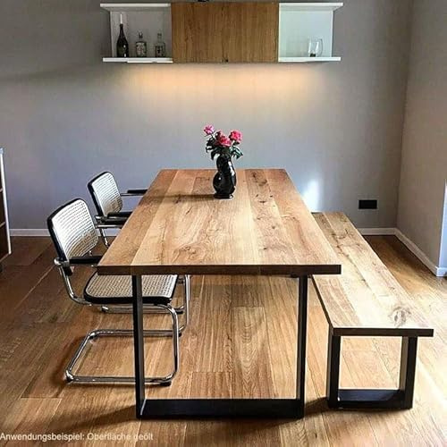 MyTimber® Tischplatte Eiche Massivholz Platte aus Echtholz | Baumkante oder gerade Kante | Naturbelassen oder geölt | Ein Hingucker für jeden Raum (Gerade Kante - geschliffen, 160x80cm)