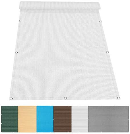 Vela Parasole Rettangolare 6 x 6 m Protezione Raggi UV in Tessuto HDPE Vela Ombreggiante Parasole con Occhielli Tenda a Vela per Esterno, Giardino, Bianco