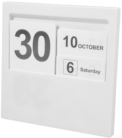 TOGEVAL Holzkalender mit Holzfuß als Tischkalender für Büro und Zuhause Dekorativer Blockkalender aus Holz für Schreibtischdekoration und Täglichen Gebrauch