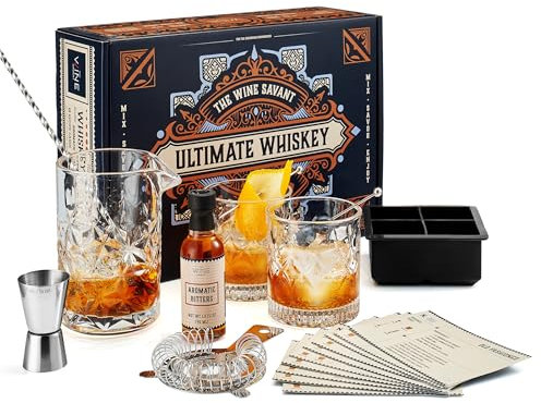 Juego de coctelera de 13 piezas para barman + amargos, juego de mezcla de bar para whisky, antiguo, colador, jigger, vasos de púas de adorno, tarjetas de recetas, cócteles, martinis, Manhattans y más