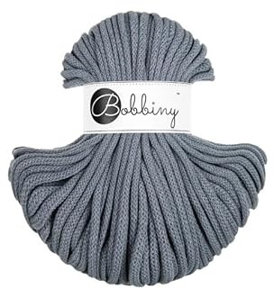Premium Baumwoll-Flechtschnur - 5mm x 50m - Vielseitige Makramee-Kordel für Stricken, Weben, DIY-Basteln und Heimdekoration - Hochwertige Bunte Bastelschnur - Steel