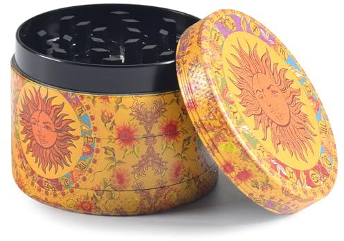 Moulin à Herbes Vintage, 38 * 50mm avec Mini Grattoir à Pollen Métal Portatif, Peinture en Couleur pour Fleurs, Herbes et Épices