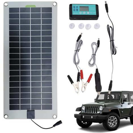 Solar-Autoladegerät – Auto-Solar-Ladegerät, Solar-Lade-Set | Batterie-Wartungsgerät, Erhaltungslade-Set mit wasserdichtem Design, Kfz-Krokodilklemme, Liighter-Stecker, Batterieladegerät für Autos und