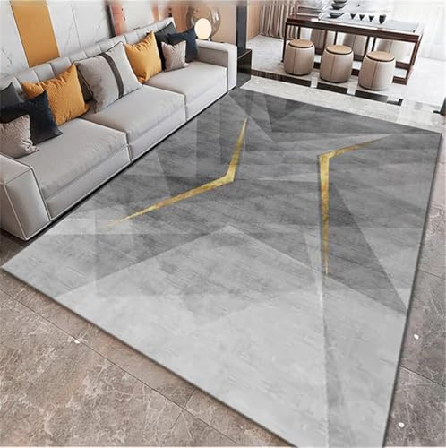 QGYFRE Teppich Gross Flurteppich rutschfest Auslegware Teppichboden 300x400CM Grau Abstrakte Streifenmuster erleichtern die Reinigung von Teppichen