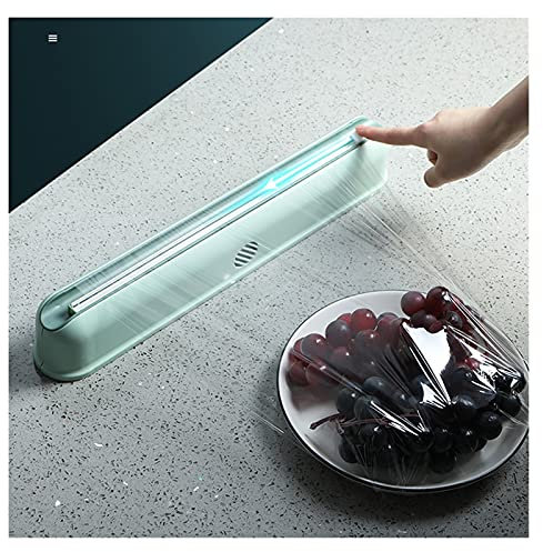 Film transparente para catering, dispensador y cortador de film transparente de 38 cm, cortador de plástico para envoltorios de film transparente y papel de cocina con imán, utilizado para conservació