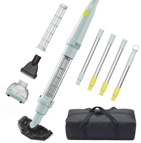 Aspirateur de piscine portable sans fil pour spa et jacuzzi – Autonomie de la batterie de 90 minutes, double têtes de brosse, aspiration de 12 GPM pour un nettoyage efficace des petites piscines et