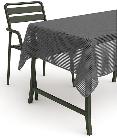 texpot Gartentischdecke 140 cm rund dunkelgrau Karo wetterfest geschäumt rutschfest