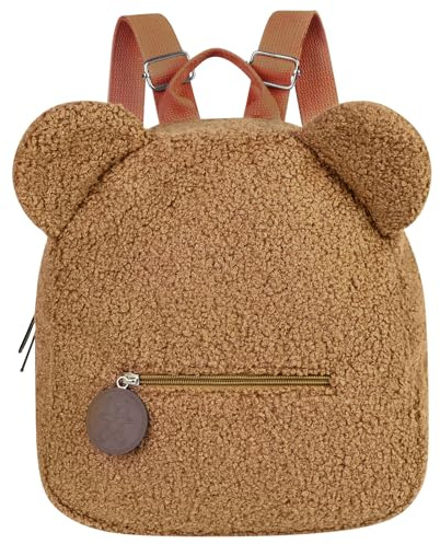 Aomig Zaino a Spalla in Peluche con Orsetto Carino, Mini Zaino In Pelliccia Sintetica per Bambini, Zaino Con Orecchie Di Animale per Ragazzi, Ragazze, famiglia, attività all'aperto