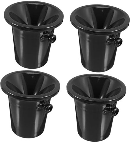VICASKY Sputacchiere Creative per Degustazione di Vini e Secchielli per Ghiaccio da Bar in Plastica Nera a Doppia Orecchio, Set da 4 Pezzi, Design Rotondo per Feste e Degustazioni
