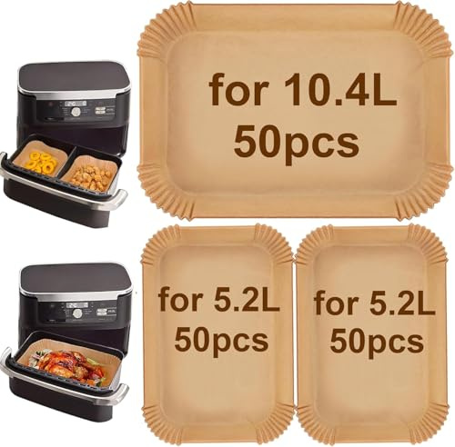 150 PCS Airfryer Backpapier für Ninja Flex Drawer Dual Zone AF500EU 10,4L Heißluftfritteuse,Zubehör für Ninja Foodi AF500EU AF500EUCP Airfryer,Auch kompatibel mit Cecotec Dual 9000 9L
