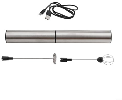 Eawfgtuw Mousseur à lait électrique USB portable en acier inoxydable avec deux vitesses 11 000/13 000 tr/min pour latte, cappuccino et œuf, fouet