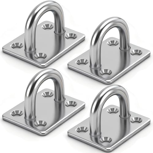 MLZTINGR 4 placas de ojo de acero inoxidable, 40 x 50 mm, con ojal, acero inoxidable 304, placa de anclaje para cargas pesadas, ojetes, toldos, saco de boxeo, cuerda (4 unidades de 40 x 50 mm)