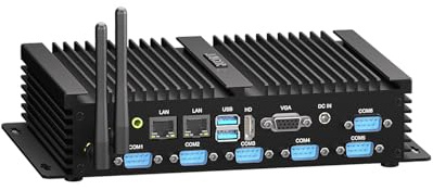 JOVCOR Mini PC Industriel, Mini PC Fanless with i7 8550U, Ordinateur Fanless 8GB RAM 256GB SSD, 4K Dual écran, 2 x 2.5G Gigabit Ethernet, Auto Power on