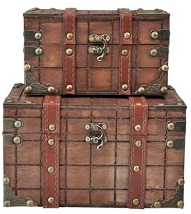 Coffre de rangement vintage avec serrure – Coffret décoratif en bois fait main, Boîte souvenir parfaite pour la décoration intérieure, les bijoux, les bibelots et le rangement des cadeaux (331-Brown)
