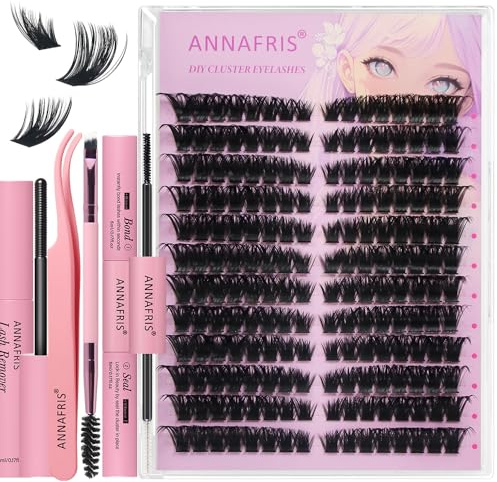 ANNAFRIS Ciglia Finte Ciuffetti Kit Naturali DIY Extension Ciglia Cluster Lashes con Pinze (HS,100P)