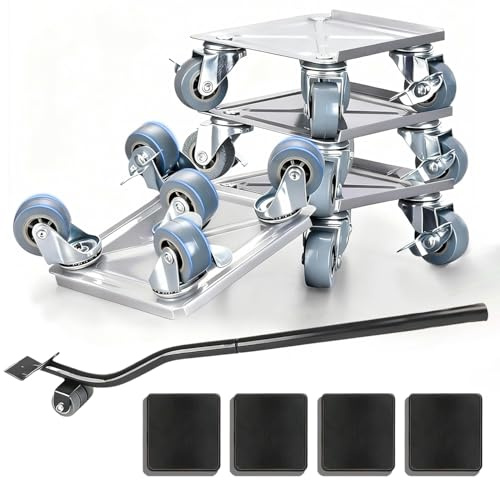 LZEXIN Furniture Movers with 5 Wheels, Heavy Duty Furniture Dolly with Carbon Steel Panel & Furniture Lifter, 360° Rotatable Universal Wheels for Easy Moving Heavy Appliance, Max Load 350KG