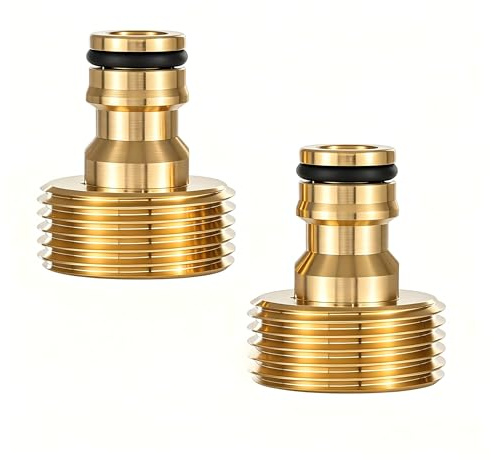 2 conectores rápidos de latón con rosca externa robusta, con rosca externa de 1 pulgada: adaptador de grifo, para mangueras de jardín, riego, equipos sanitarios conexiones punta broca roscada