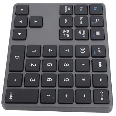 POENVFPO Wireless Number Pad, 35 Keys 2.4G Wireless BT5.0 BT3.0 Numeric Keyboard with Receiver for Laptop Desktop Smartphone (Grey)