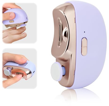 Coupe-Ongles Électrique pour les seniors 2026, Modèle 3-en-1 Automatique avec Polissage, 2 Vitesses Réglables pour Ongles Épais, Idéal Seniors et Bébés (Violet clair)