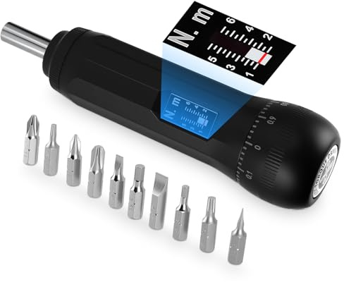 HuuppHip 1/4 Drive Torque Wrench Screwdriver Set 1-6Nm, 12-Piece High Precision ±4% S2 Steel Bits Kit for Bicycle Maintenance & Household Repair, Road Bikes and Mountain Bikes